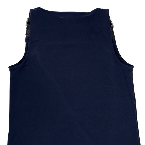 MICHAEL Michael Kors Tank Dress Buckle Accent Navy Large Sleeveless Draped Neck - Picture 5 of 8